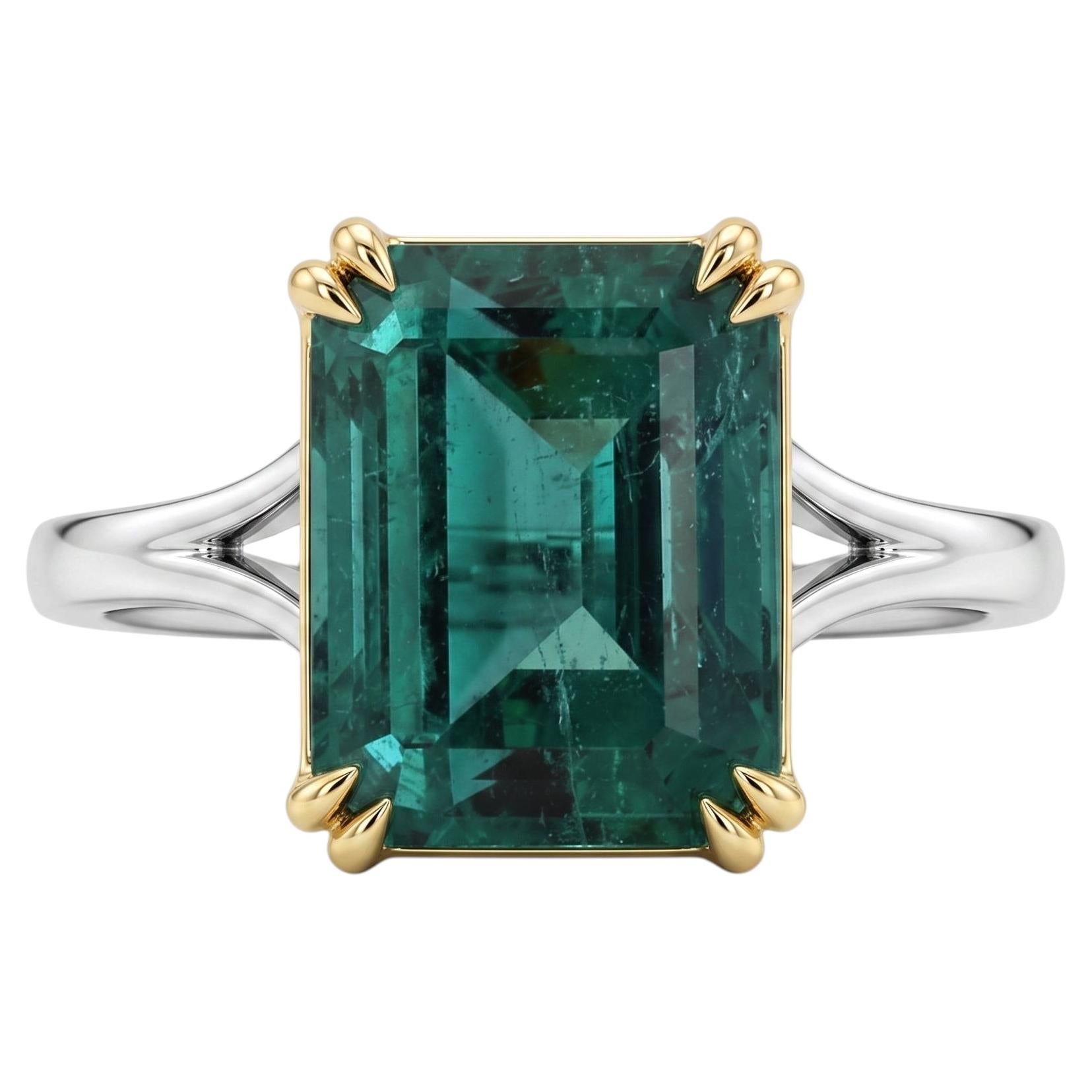 Anillo con esmeralda de 7 quilates certificado por GRS, hecho a medida en venta