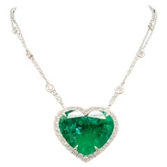 GRS Certified 7.85 Carat Heart Shape Emerald Pendant 