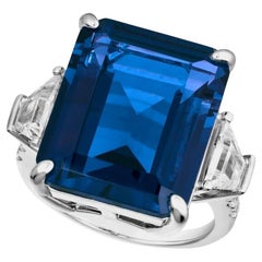 Bague en or blanc 18 carats avec saphir de Ceylan non traité certifié GRS de 7,06 carats