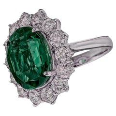 Bague cocktail diamant certifié GRS 7.30 Carat Vivid Green Emerald MINOR OIL