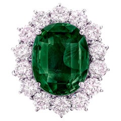 Anillo de cóctel de diamantes con esmeralda verde viva de 7.30 quilates con certificado GRS MINOR OIL