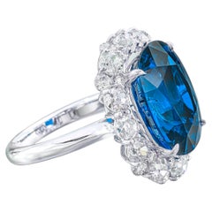 GRS Certified 7.54 Ct. Ceylon Untreated Sapphire Diamond Ring