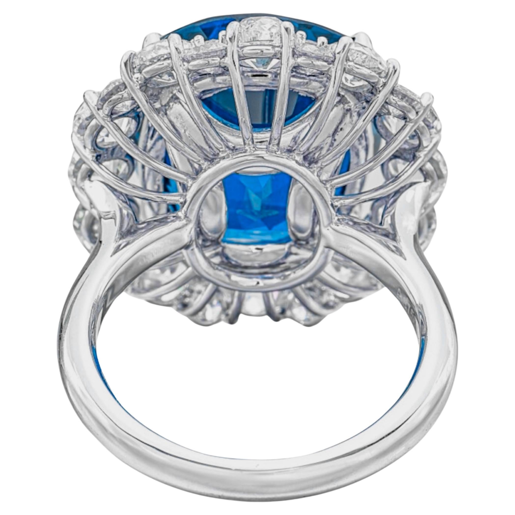 Contemporary GRS Certified 7.54 Ct. Ceylon Untreated Sapphire Diamond Ring For Sale