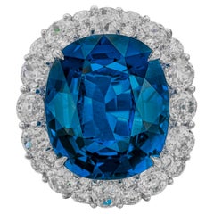 GRS Certified 7.54 Ct. Ceylon Untreated Sapphire Diamond Ring
