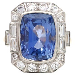 GRS-zertifizierter 7,59 Karat Ceylon-Saphir und Diamant-Cluster-Ring