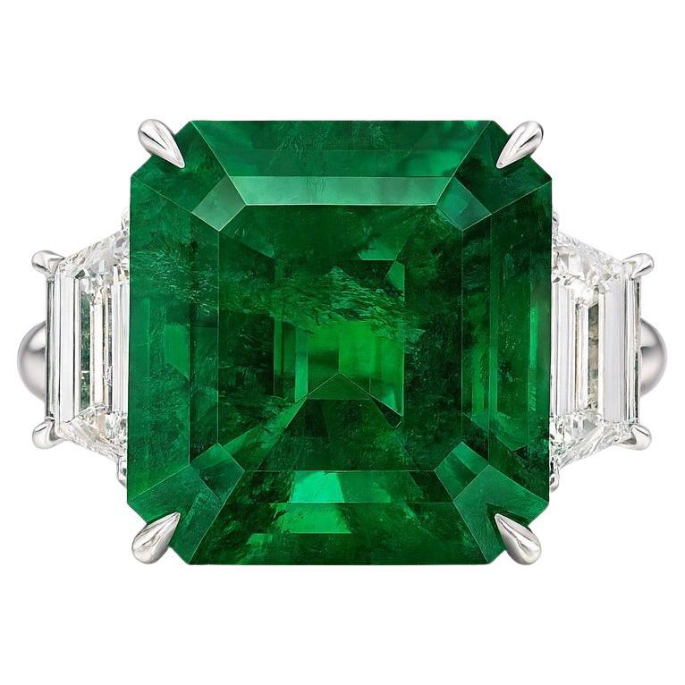 Anello in platino con smeraldo colombiano e diamante certificato GRS da 7,72 carati