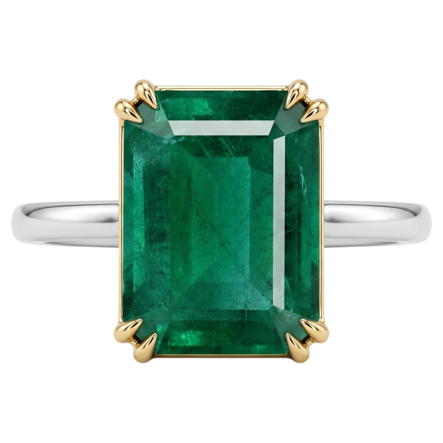 GRS Certified 8 Carat Emerald Ring Made-to-Order For Sale