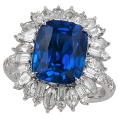 GRS-zertifiziert 8 Karat. Platinring VIVID Blauer unbehandelter Saphir Diamant