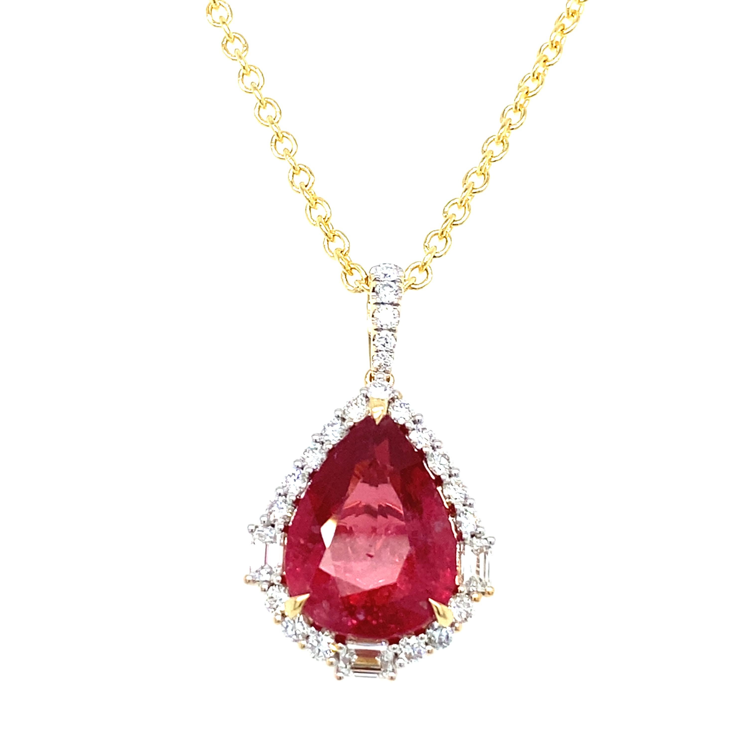 Pendentif en diamants roses taille poire de 8,24 carats certifiés GRS en vente 4