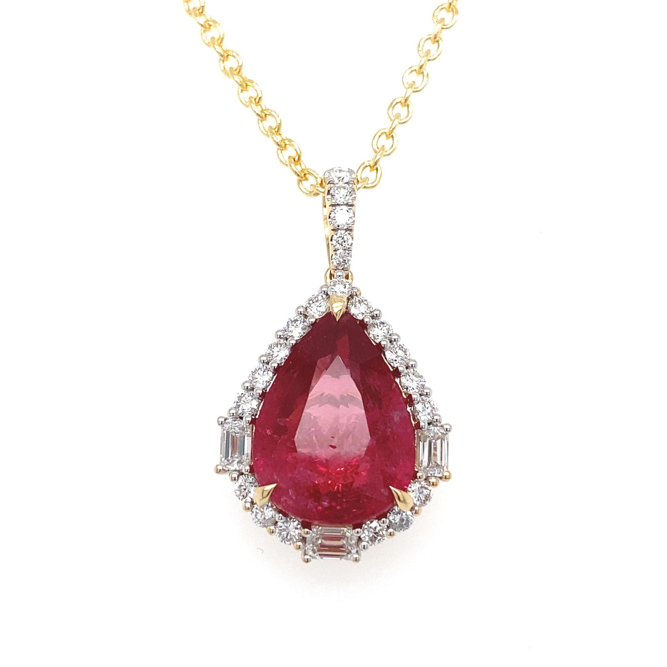 Pendentif en diamants roses taille poire de 8,24 carats certifiés GRS en vente 6
