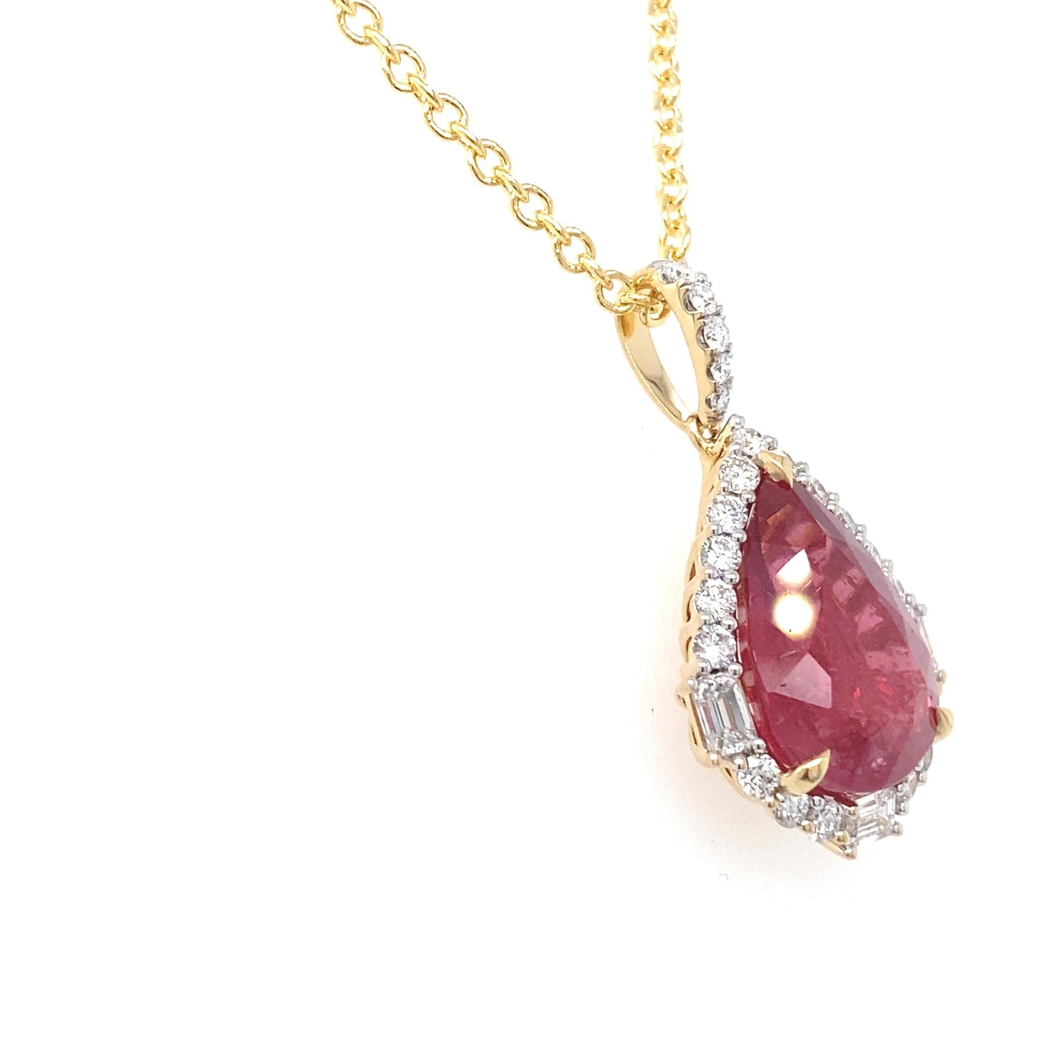 Pendentif en diamants roses taille poire de 8,24 carats certifiés GRS en vente 7