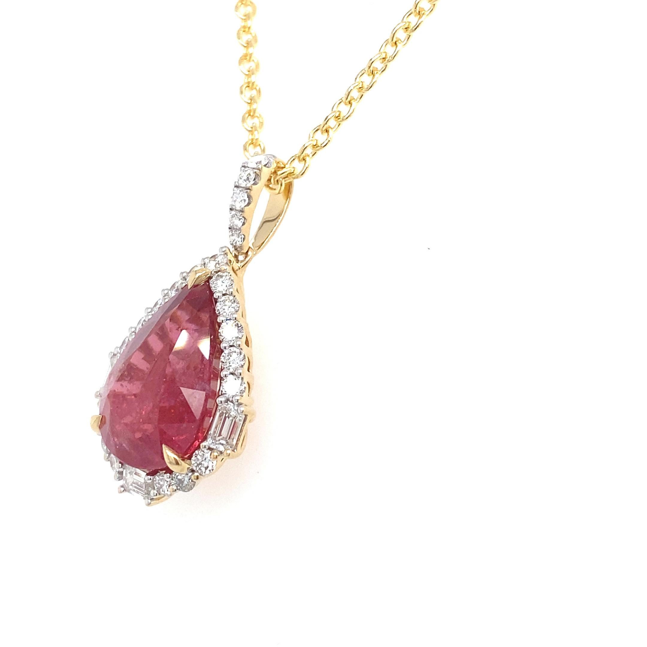 Pendentif en diamants roses taille poire de 8,24 carats certifiés GRS en vente 8