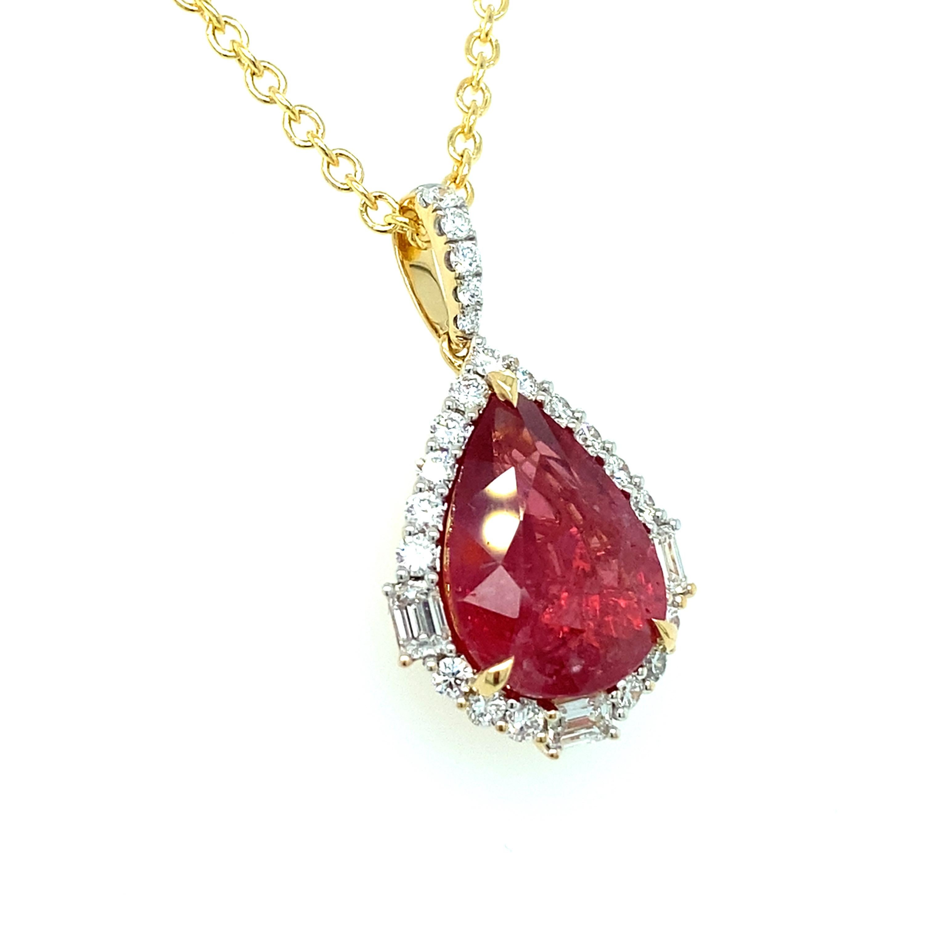 Artisan Pendentif en diamants roses taille poire de 8,24 carats certifiés GRS en vente