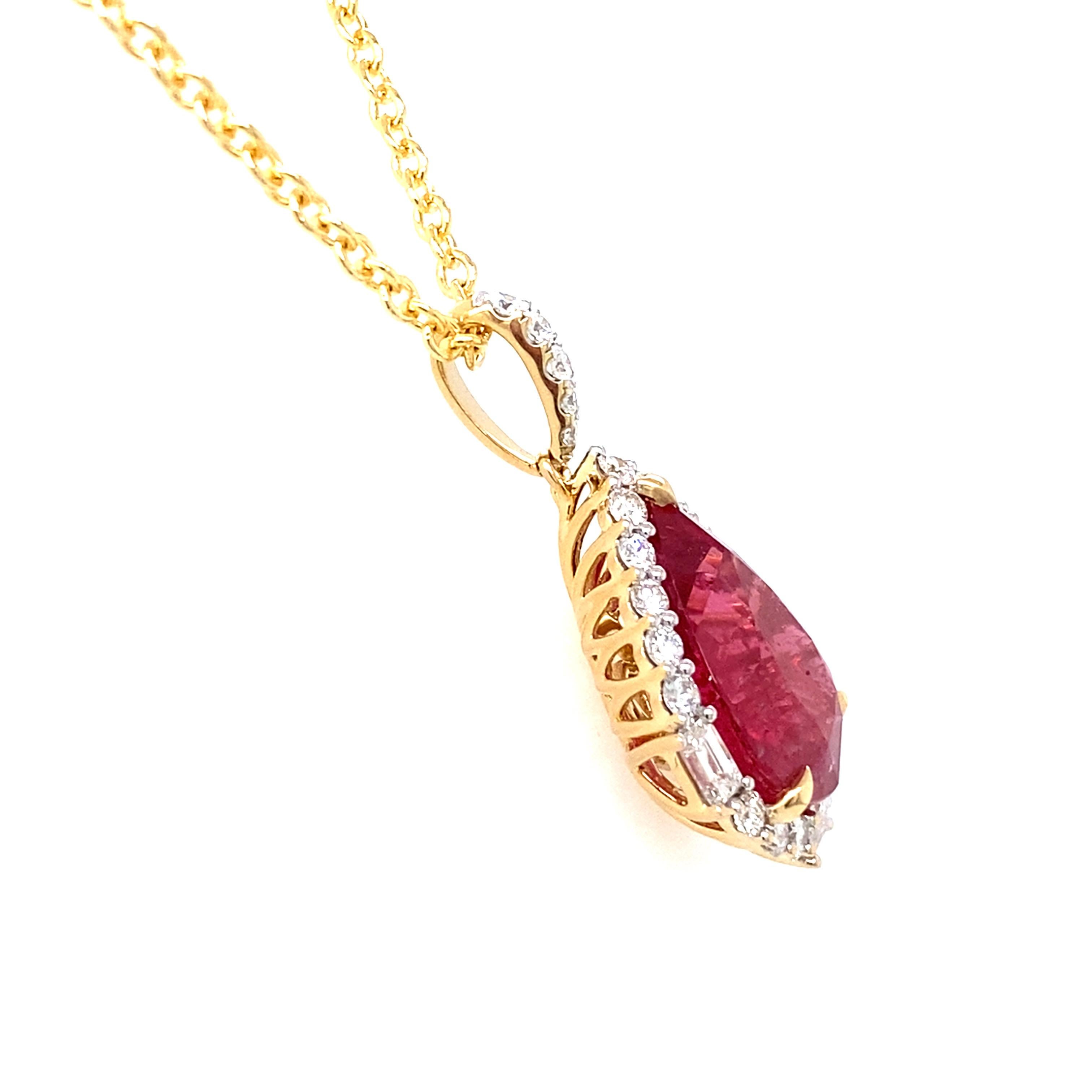 Pendentif en diamants roses taille poire de 8,24 carats certifiés GRS Neuf - En vente à Trumbull, CT