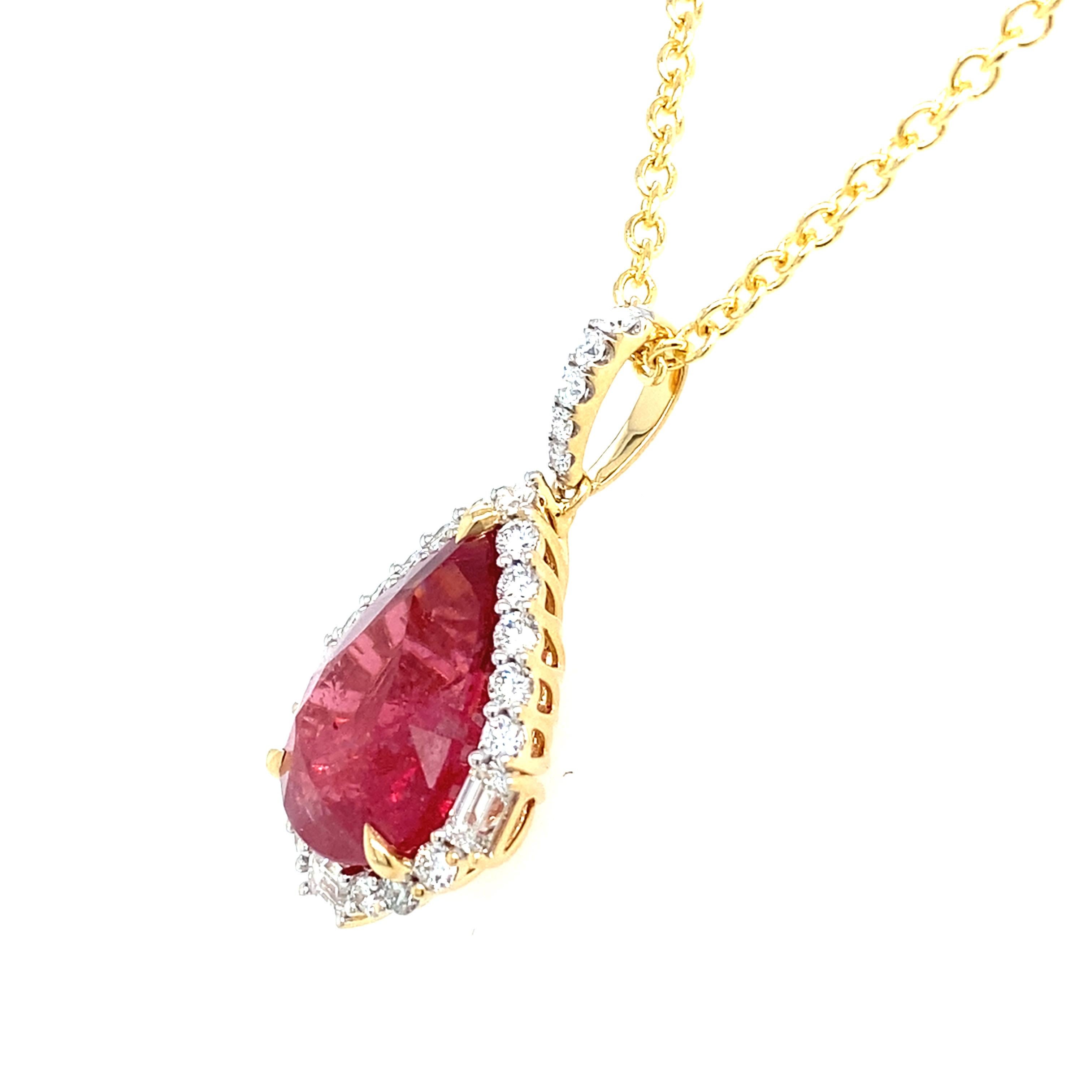 Pendentif en diamants roses taille poire de 8,24 carats certifiés GRS en vente 2