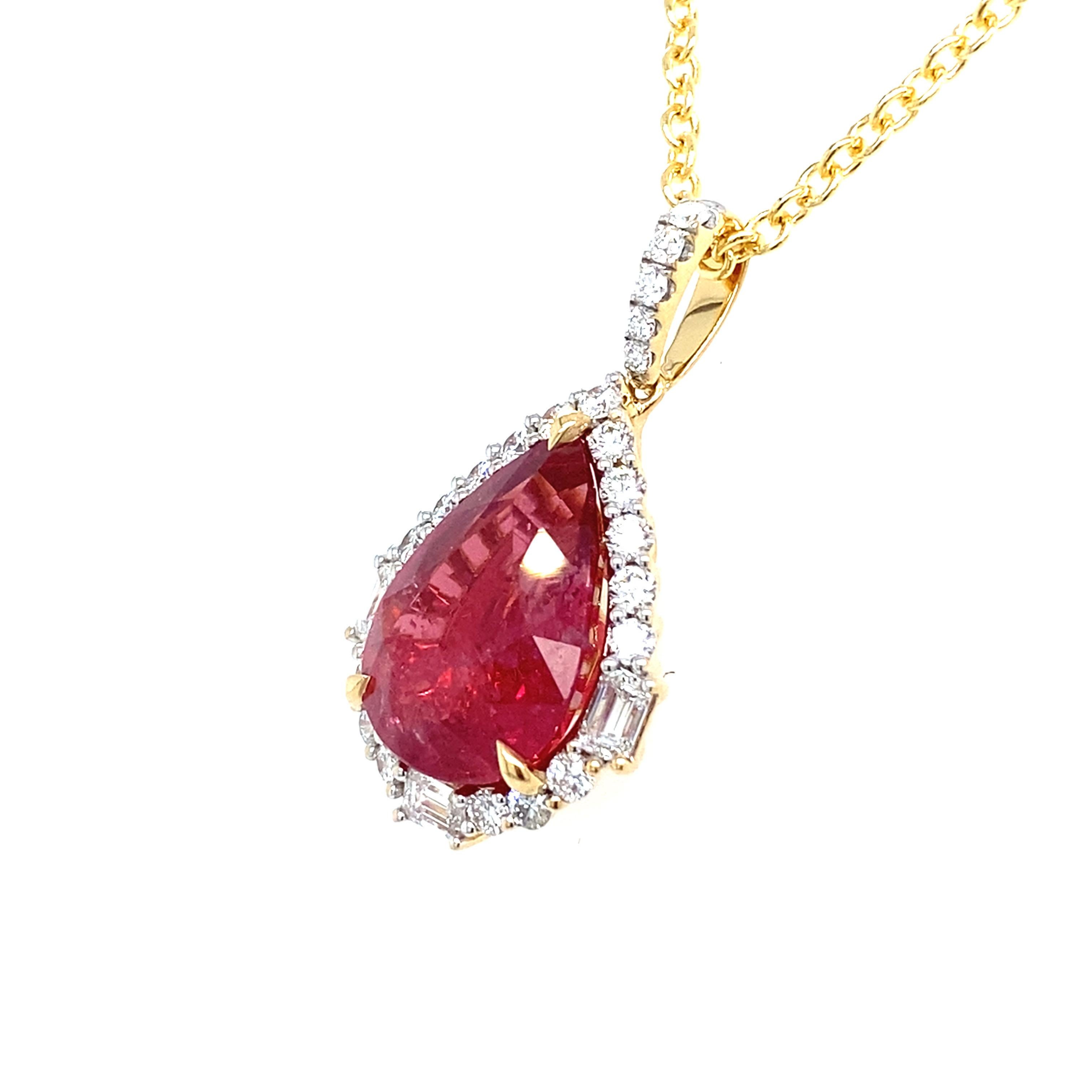 Pendentif en diamants roses taille poire de 8,24 carats certifiés GRS en vente 3