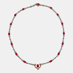 GRS Certified 8.31 Carat Burma Pigeon Blood Ruby And Diamond Necklace In 18K WG