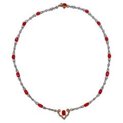 GRS Certified 8.31 Carat Burma Pigeon Blood Ruby And Diamond Necklace In 18K WG