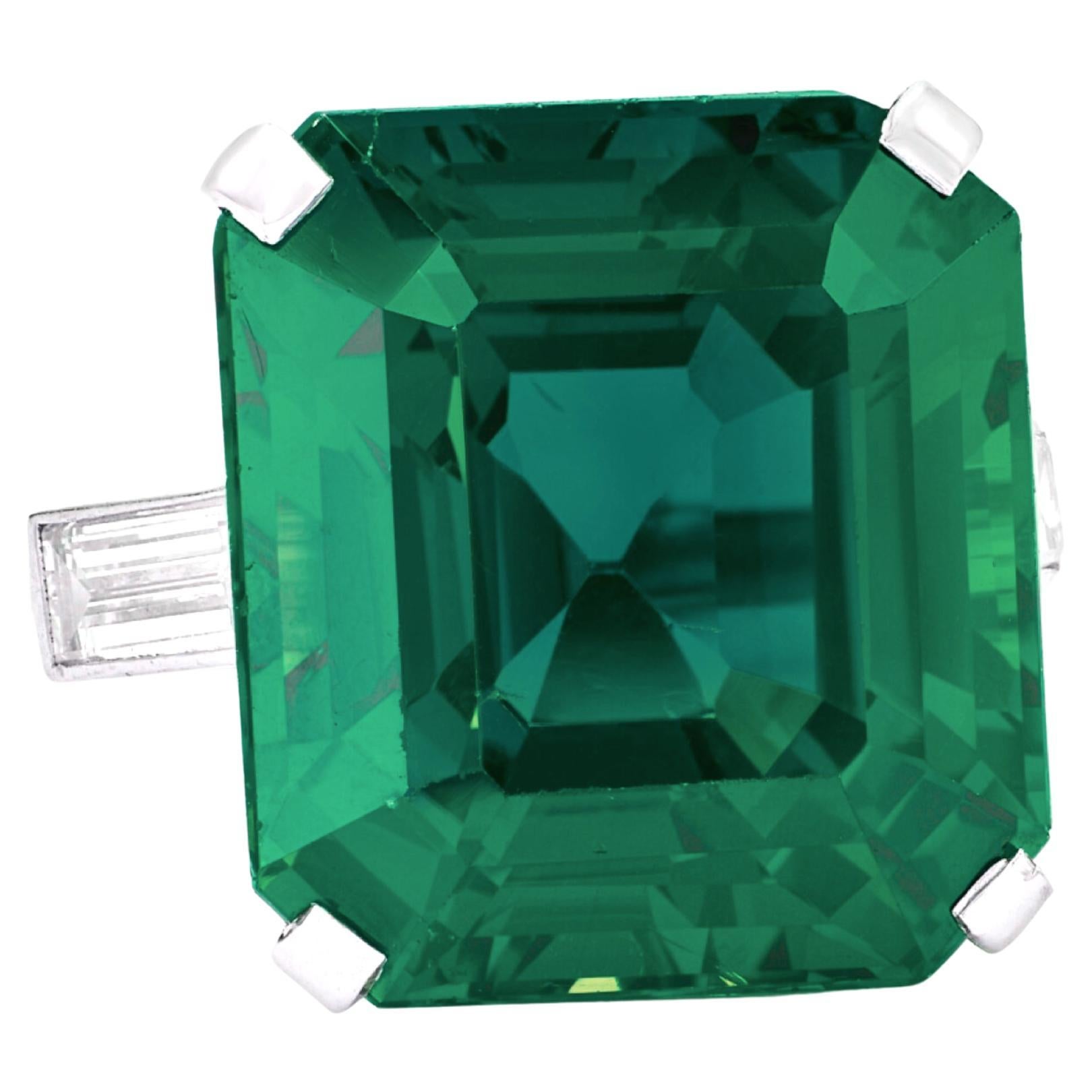 GRS Certified 8.32 Ct Insignificant Colombian Emerald Ring