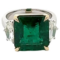 GRS Certified 8.34 Zambian Emerald Diamond Ring