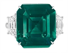 GRS-zertifizierter 8,46 Karat Vivid grüner sambischer Smaragd-Ring mit Baguette-Diamant