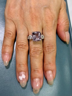 Bague en spinelle rose violacé pastel certifiée GRS de 8,95 carats, sans chaleur de Birmanie