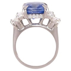 GRS Certified 9 Carat Blue Sapphire Ceylon Sapphire Diamond Platinum Ring
