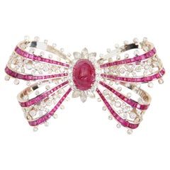 GRS Certified 9 Carat No Heat Burmese Ruby and Diamond Brooch in 18 Karat Gold