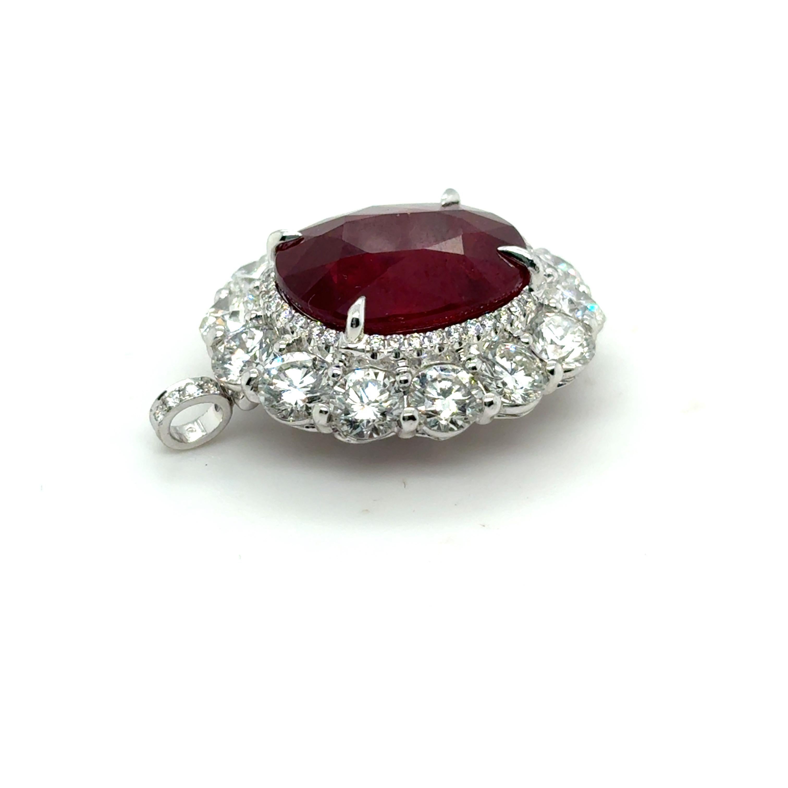 GRS Certified 9.04 Carat Oval Cut Mozambique Ruby Diamond Cocktail Ring 13