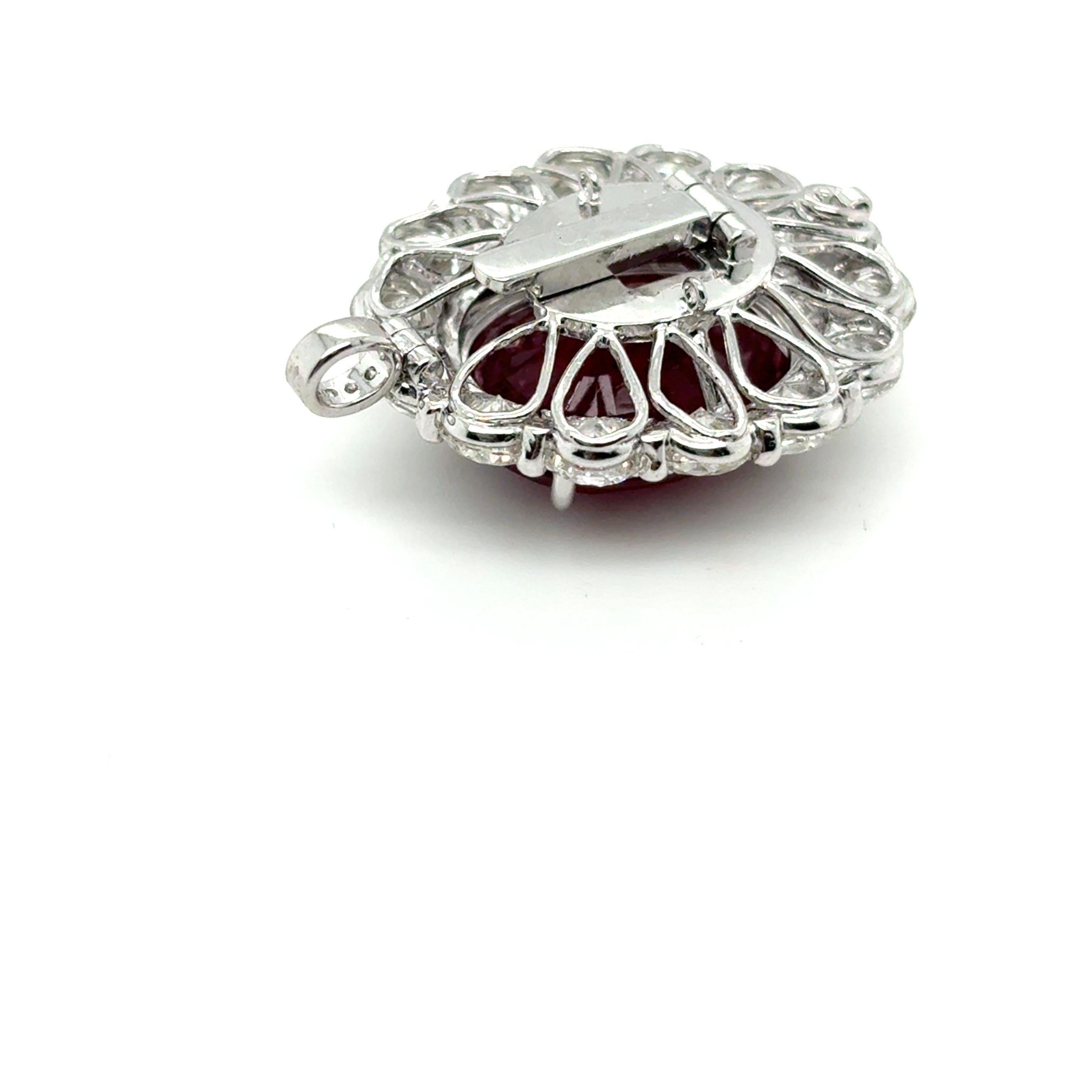 GRS Certified 9.04 Carat Oval Cut Mozambique Ruby Diamond Cocktail Ring 15