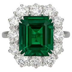 GRS Certified 9.17 Carat NO OIL Emerald Ring
