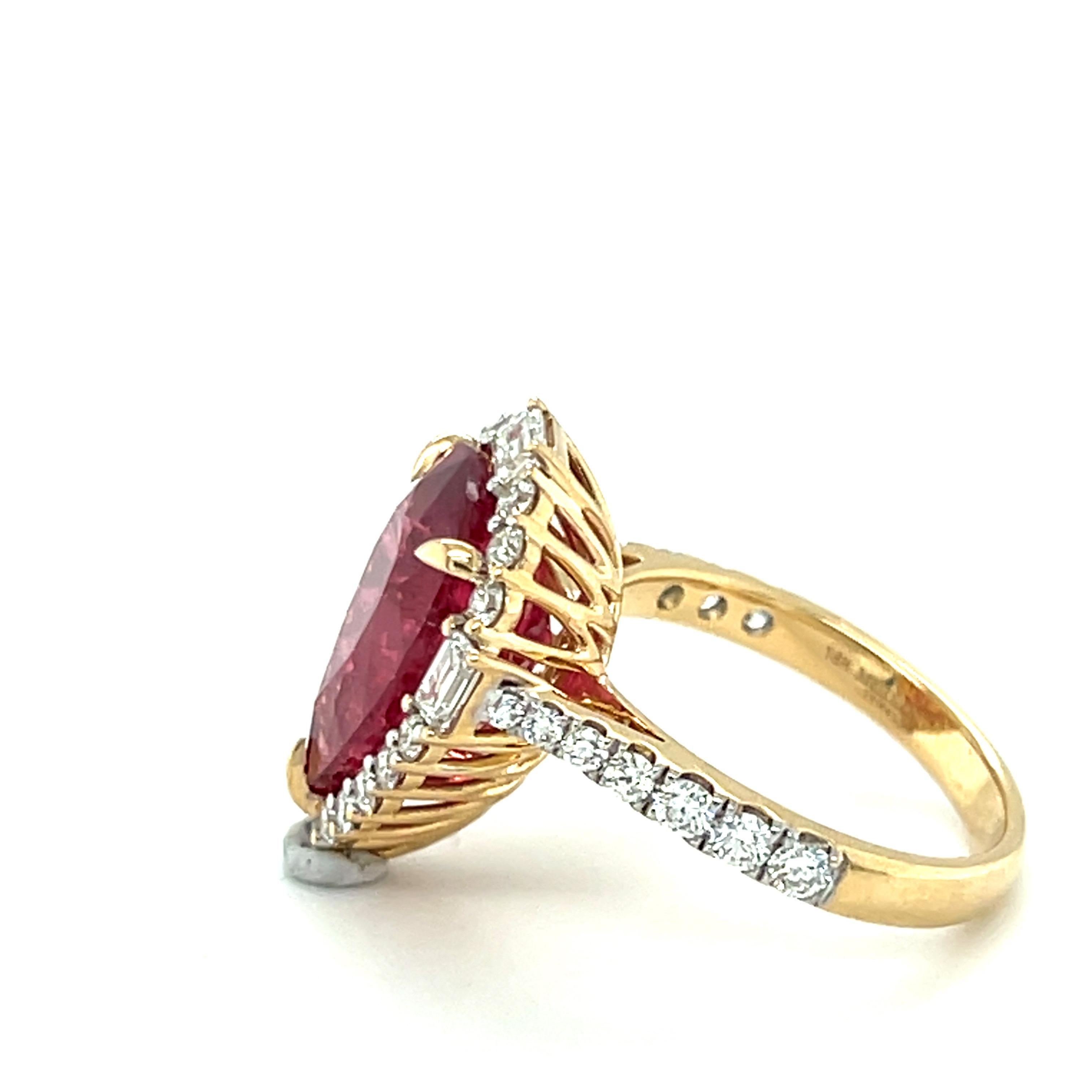 GRS Certified 9.17 Carat Pear Cut Spinel Diamond Halo Engagement Ring 5