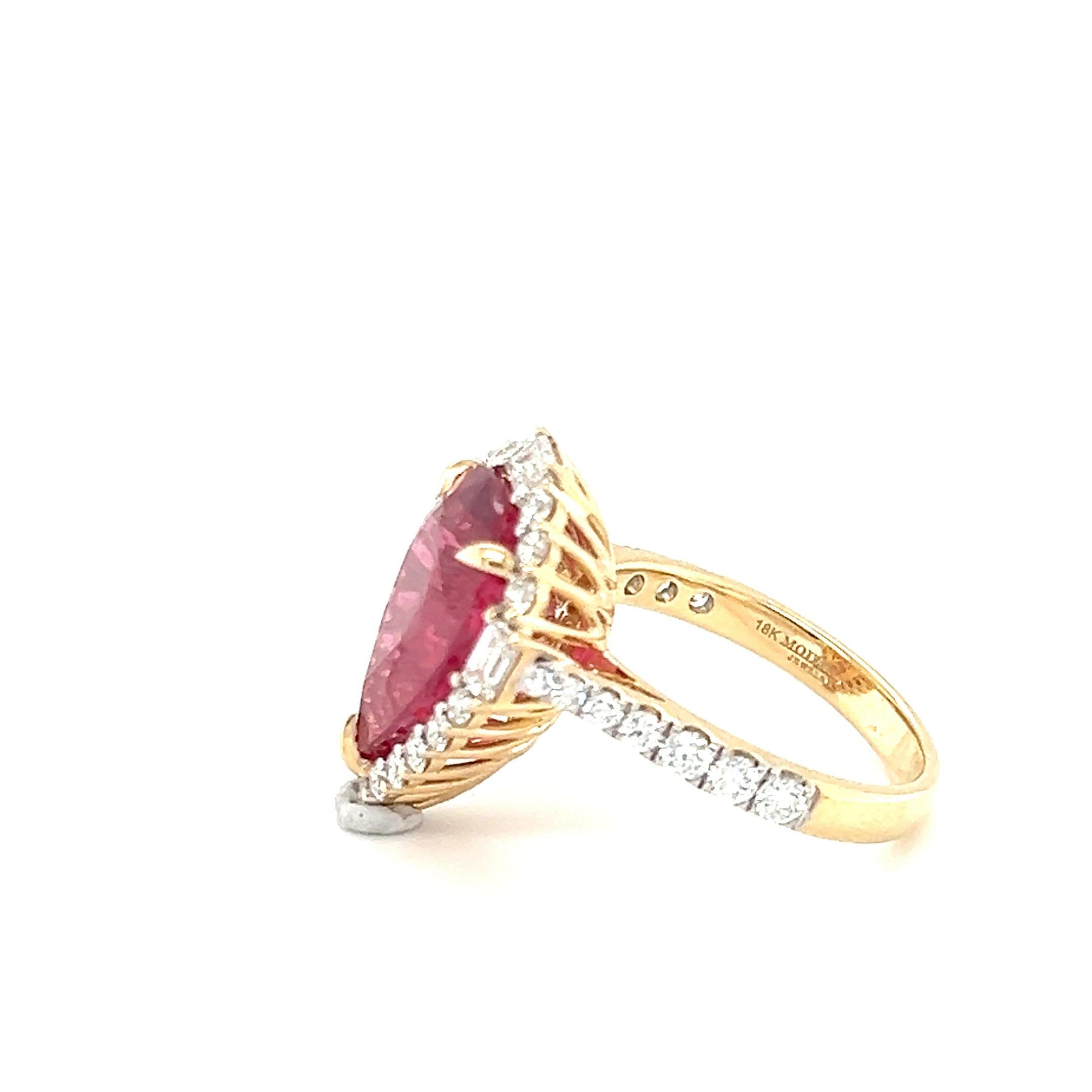 GRS Certified 9.17 Carat Pear Cut Spinel Diamond Halo Engagement Ring 8