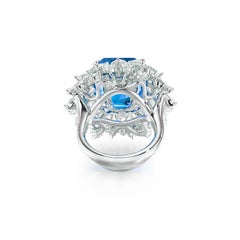 GRS Certified 9.40 Carat Blue Sapphire Unheated Diamond Cocktail Ring