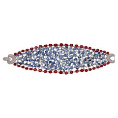 GRS Certified 95.75 Carat Burma Ruby, Sapphire And Diamond Bracelet In 18k WG