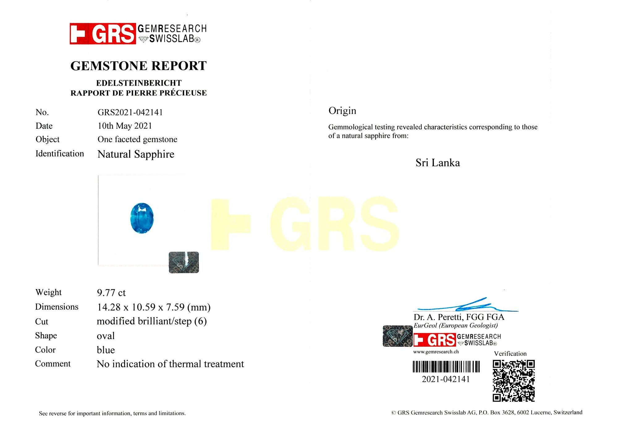 Certificato GRS 9.77 Ct. Collana girocollo con diamanti e zaffiri di Ceylon In condizioni Nuovo in vendita a Chicago, IL
