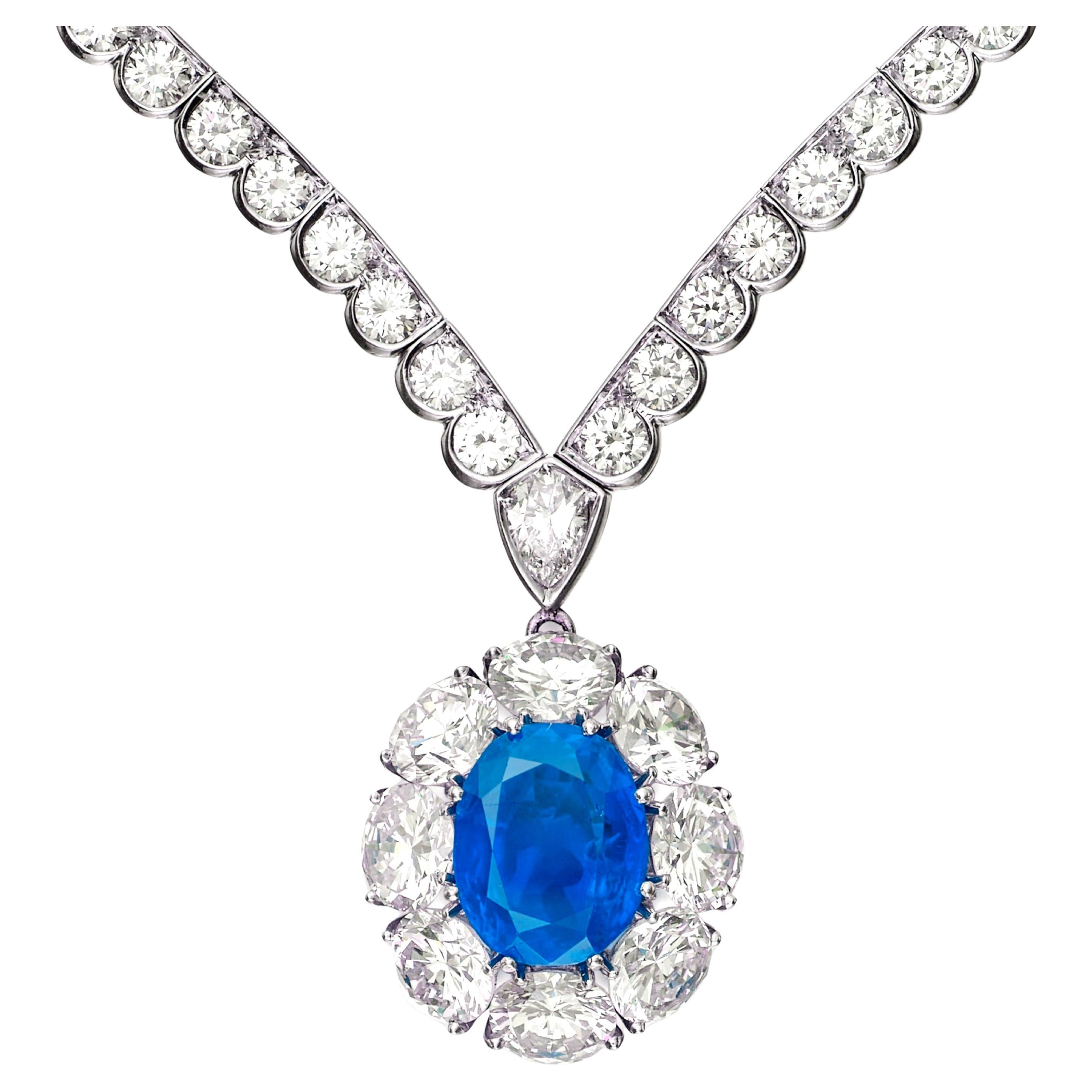 Certificado GRS 9.77 ct. Collar Gargantilla Zafiro Ceilán Diamante