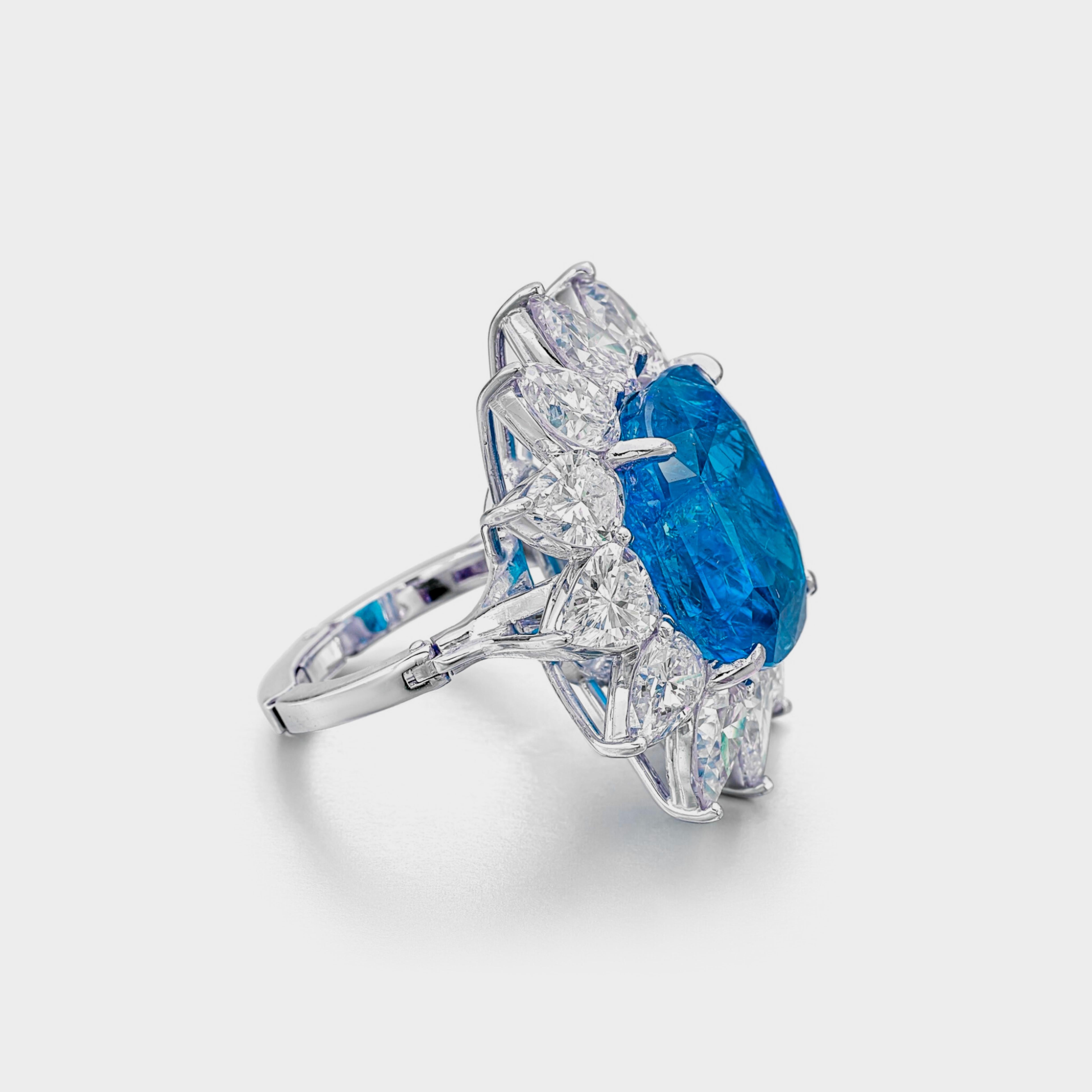 Contemporary GRS Certified 9.78 Ct. Ceylon Untreated Sapphire Diamond Ring For Sale