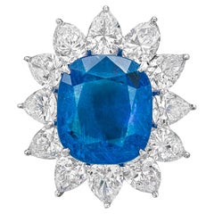 GRS Certified 9.78 Ct. Ceylon Untreated Sapphire Diamond Ring