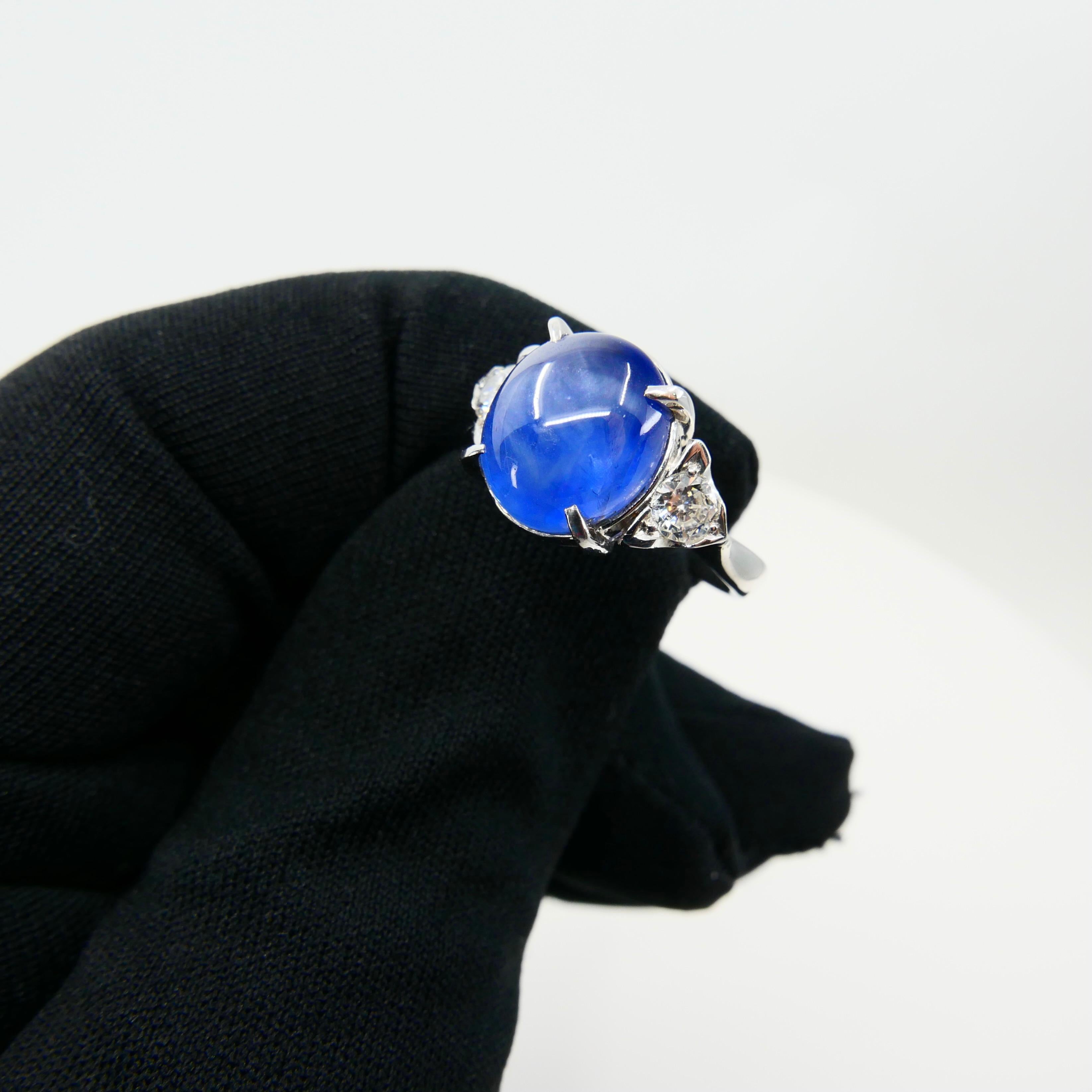 GRS Certified 9.83 Carat Sri Lanka No Heat Star Sapphire Diamond Cocktail Ring In New Condition In Hong Kong, HK