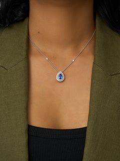 GRS Certified Blue Sapphire Diamond Pendant Necklace 'Natural & Untreated'