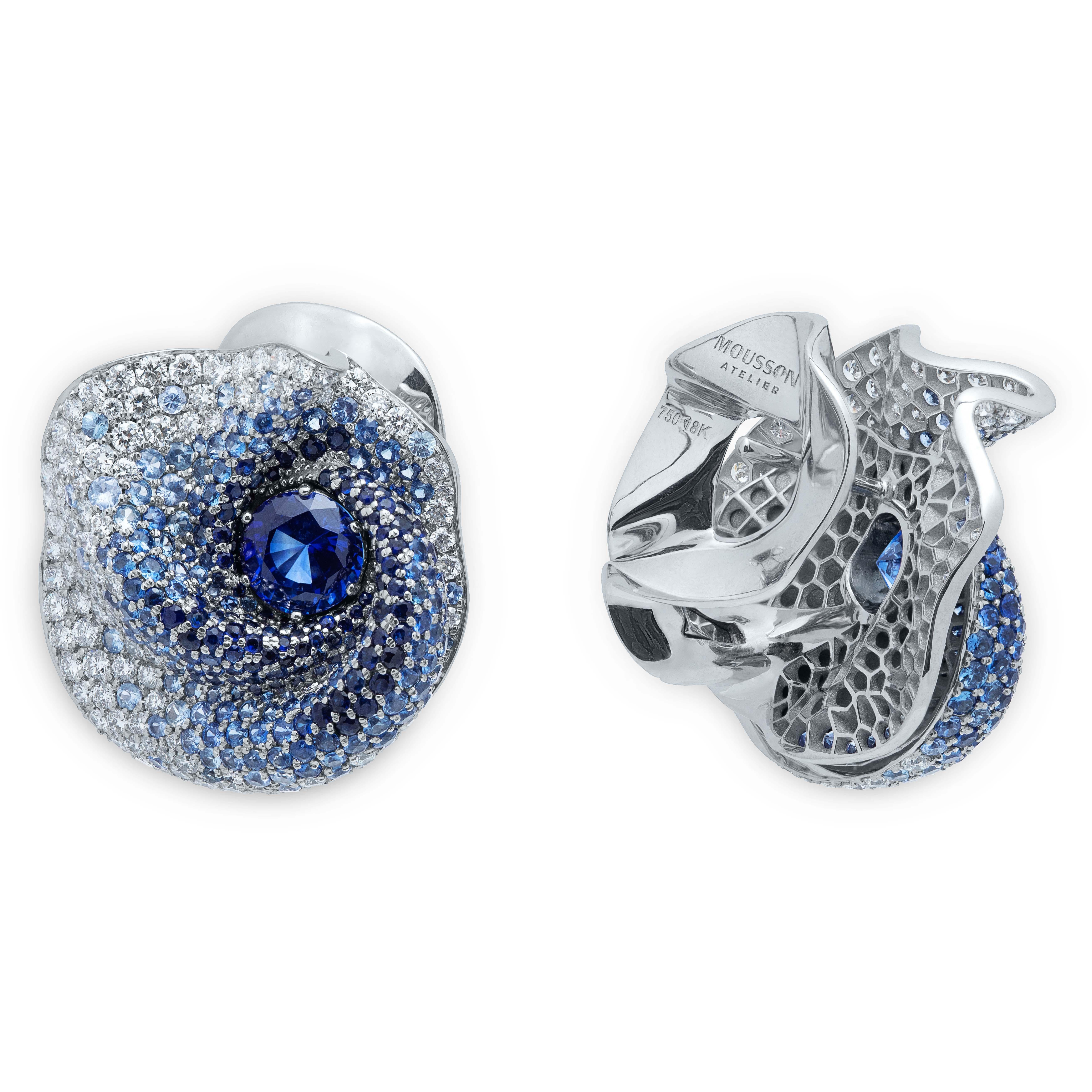 GRS Certified Blue Sapphires Diamonds 18 Karat White Gold Suite 6