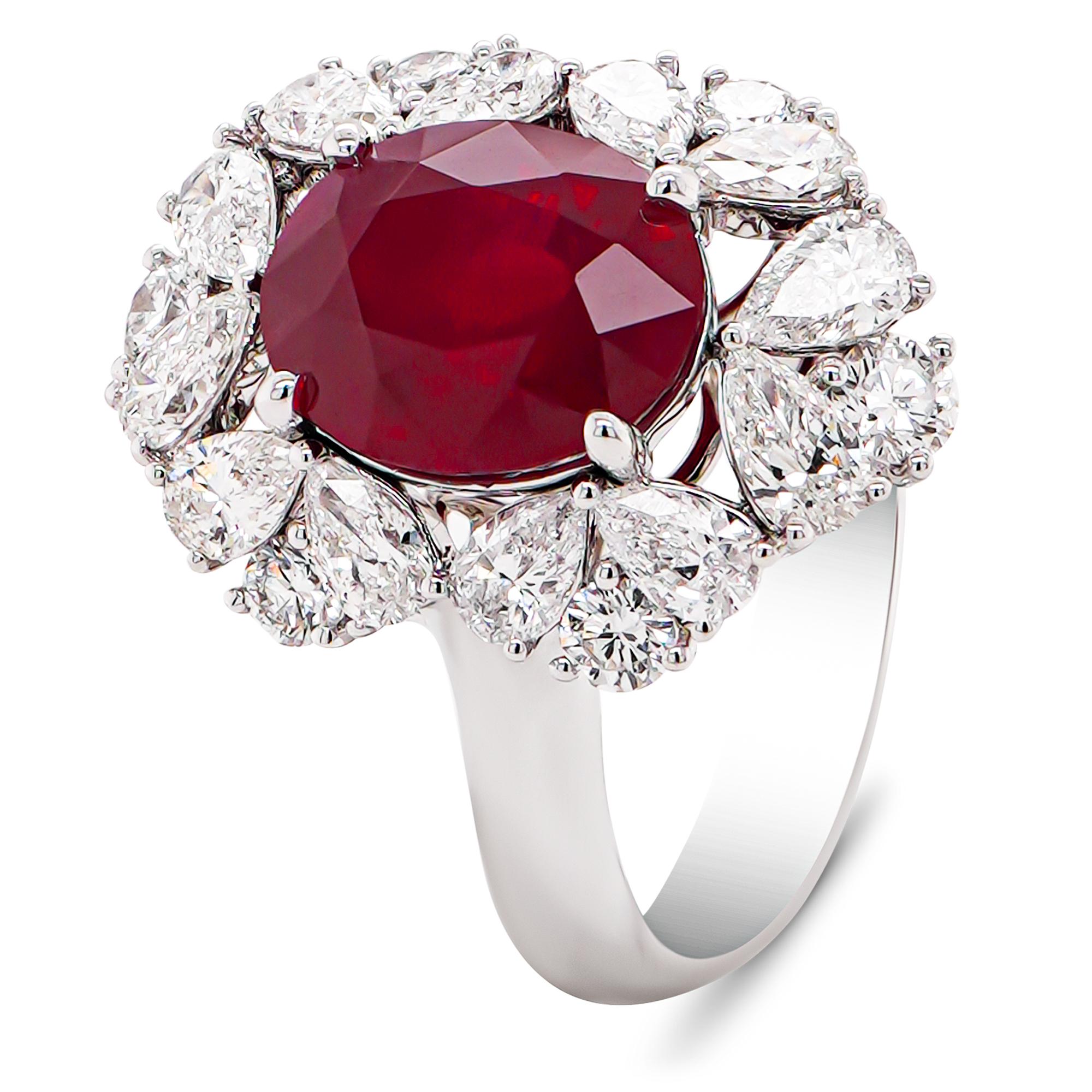 GRS Certified Burma 3.37 Carat Pigeon Blood Ruby Classical Wedding 18K Ring In New Condition In Hung Hom, HK