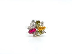 GRS Certified Burma No Heat Pigeon's Blood Red Ruby and Coloured Diamond Ring