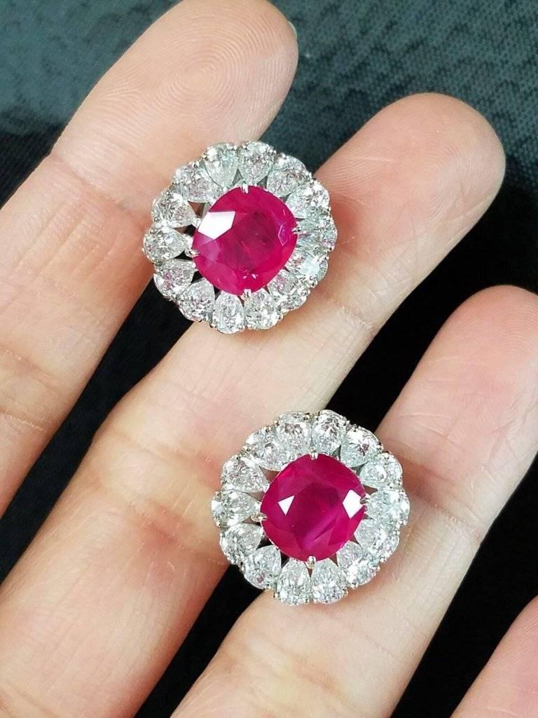 GRS Certified Burma Ruby and Diamond Ring and Studs Suite 1