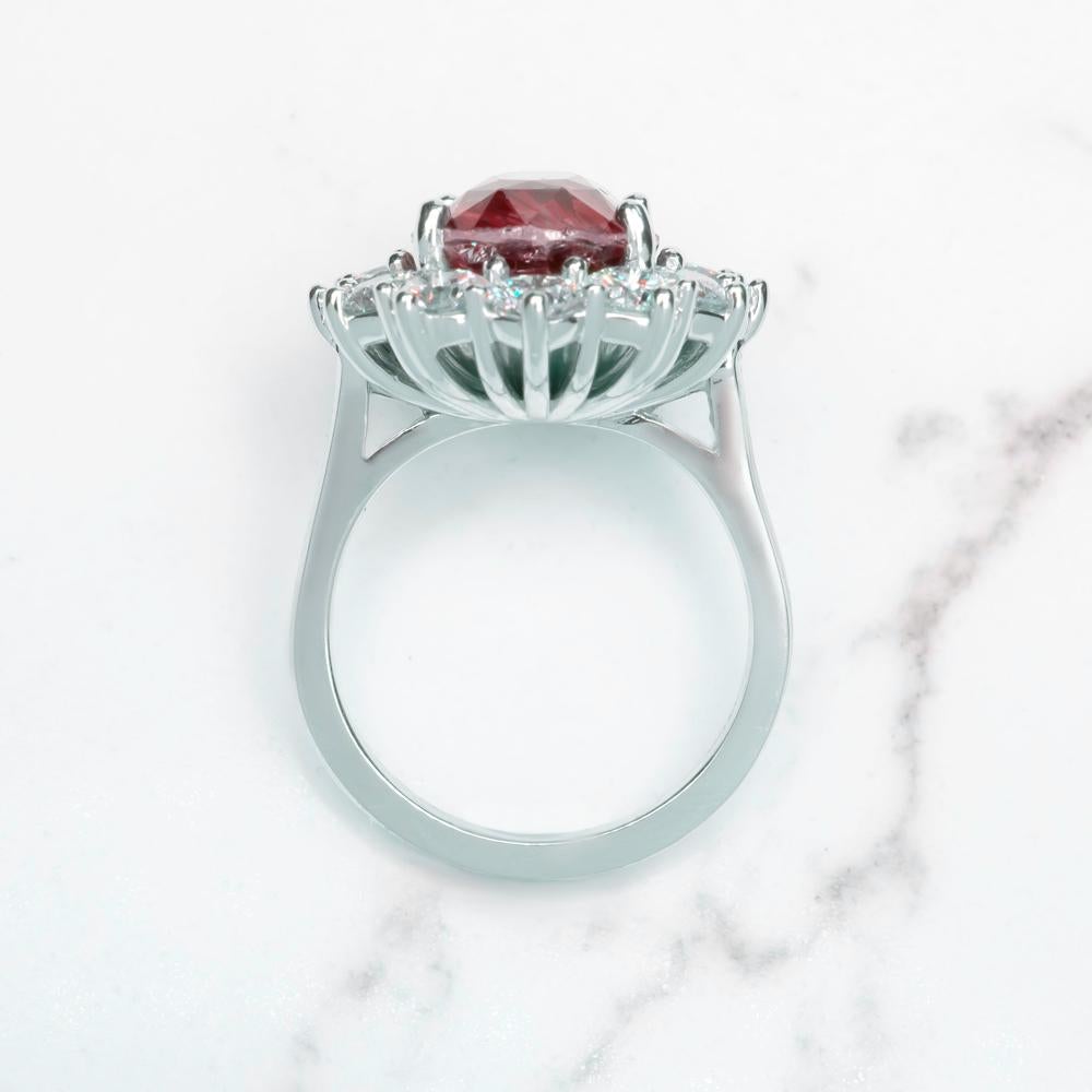 Oval Cut GRS Certified Burmese 3.48 Carat Platinum Cocktail Ring For Sale