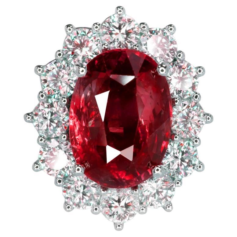 GRS Certified Burmese 3.48 Carat Platinum Cocktail Ring
