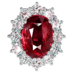 GRS Certified Burmese 3.48 Carat Platinum Cocktail Ring