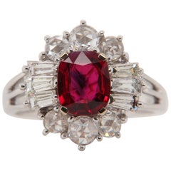 pigeon blood ruby ring GRS Certified Burmese No Heat 1.38 Carat
Pigeon Blood
Ruby and Diamond Ring