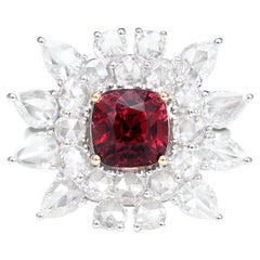 Sunita Nahata GRS Certified Burmese Red Spinel Ring with Diamond in 18KWYG